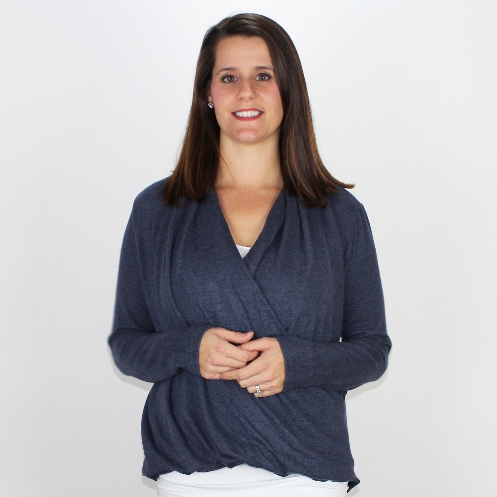 Navy Wrap Sweater Top